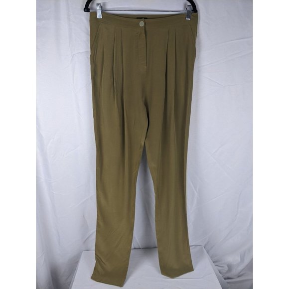Fendi Silk Skinny Leg Slacks EU 42 US 6 Olive Green Italy
